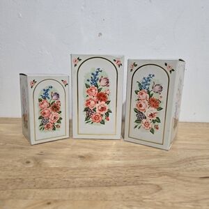 Vintage Avon Milkglass Vanity Jars, Country Gardens, Set Of 3 NOS Unopened